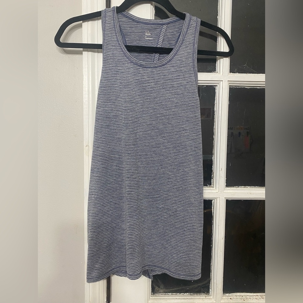 GapFit Breathe Blue White Striped Open Back Racerback Tank Top - Small